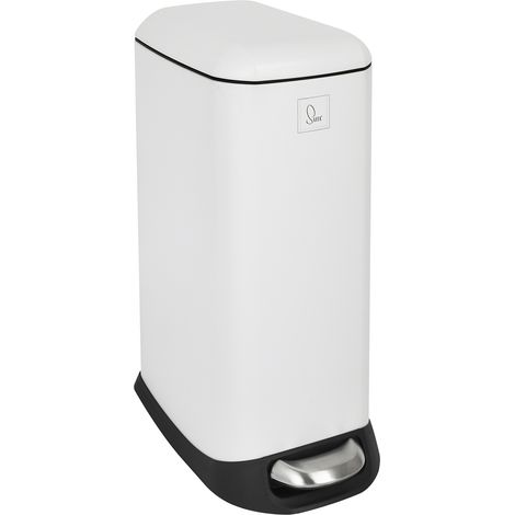 Svita – Poubelle à pédale 20 l – Acier avec revêtement en poudre – Seau intérieur amovible – Fonction de fermeture en douceur – Rectangulaire blanc