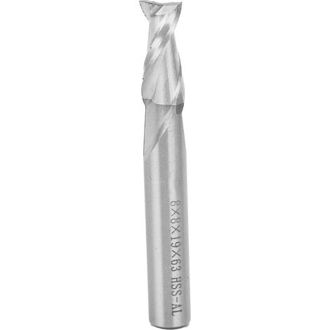 Fraise 2 dents en acier rapide HSS, queue droite 2-12mm, fraise hélicoïdale 8x8x19x63 pour CNC, outil de fraisage haute vitesse (1/5)