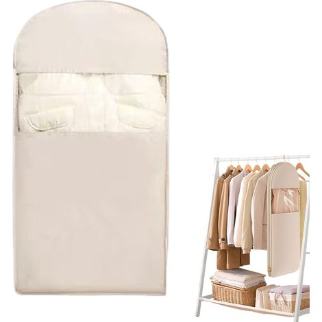 Housse À Vêtements Gain De Place Pour Penderie, Sacs De Rangement Avec Fermeture Éclair Auto-compressante, Housse Anti-poussière Pour Doudoune, Housses Anti-poussière À Suspendre Pour Chambre (1/5)