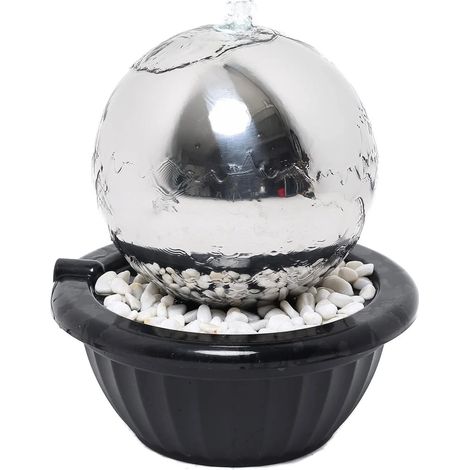 Köhko 30 cm Kugelbrunnen hochglanz poliert 21003 aus Edelstahl mit LED-Beleuchtung