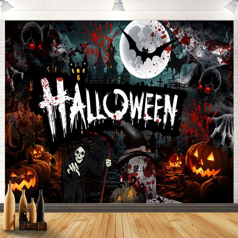 Toile de fond pour Halloween 2026, bannière décorative haut de gamme pour une ambiance festive, bannière suspendue diable - 110 x 180 cm - Style 8