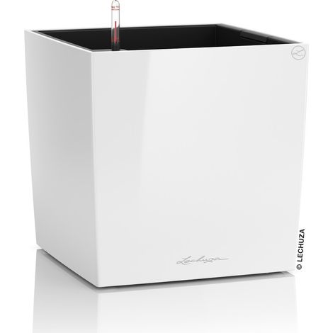 LECHUZA CUBE Premium 30 Komplettset weiß hochglanz