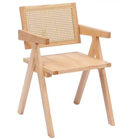 Nordlys - Chaise de Salle a Manger Scandinave en Bois Dossier Rotin Cannage (1/5)