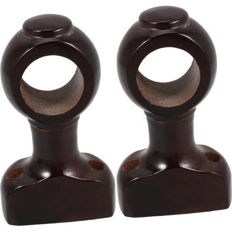 2 Pièces - Support Tringle Rideau - Bois Brun Foncé - Compatible Simple Et Double - Fixation Murale Robuste Pour Salon Chambre Salle De Bain - 28 Cm (1/5)