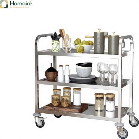 Chariot de cuisine en acier inoxydable multicouleur 90.5 x 50.5 x 88.2 cm HOMAIRE (1/5)
