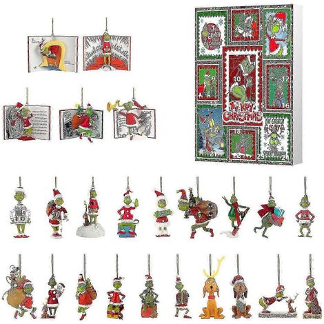 Calendrier de l'Avent de Noël, boîte surprise, compte à rebours de 24 jours, calendrier, boîte surprise, pendentif sapin de Noël, boîte surprise Grinch 25-26 (1/5)