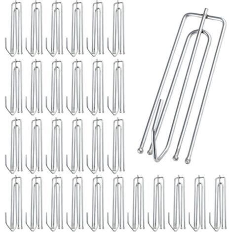 Lot de 30 crochets de rideau en acier inoxydable à 4 branches – crochets métalliques pour rideaux de douche, fenêtres, portes et rideaux de douche (1/5)