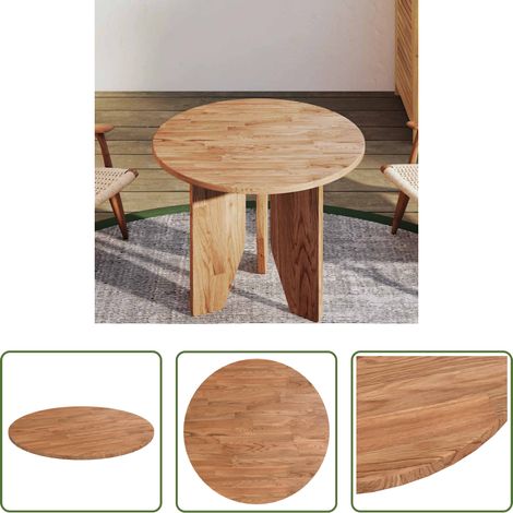 vidaXL Holz Tischplatte - Runde Tischplatte Hellbraun Ø50x1,5 cm Behandeltes Eichenholz (1/5)