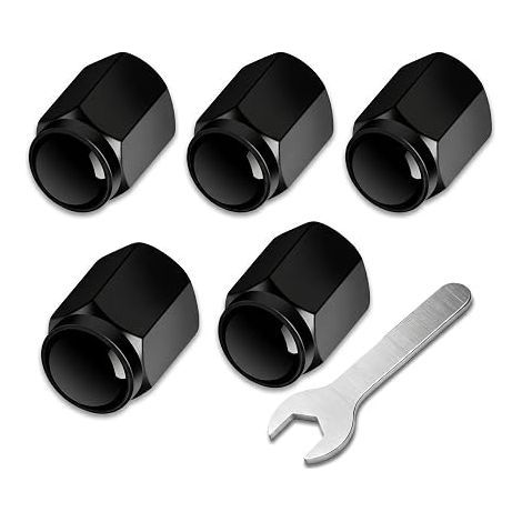 Bouchons Valve Alu Clé Démonte Obus Noir Auto Kit Bouchons Valve Voiture Alu Clé Démonte Obus Joint Torique Pour Pneu Auto Installation (1/3)