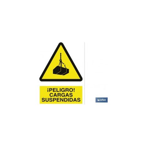 Cartello di segnalazione in polistirolo 210x148 mm per carichi sospesi.