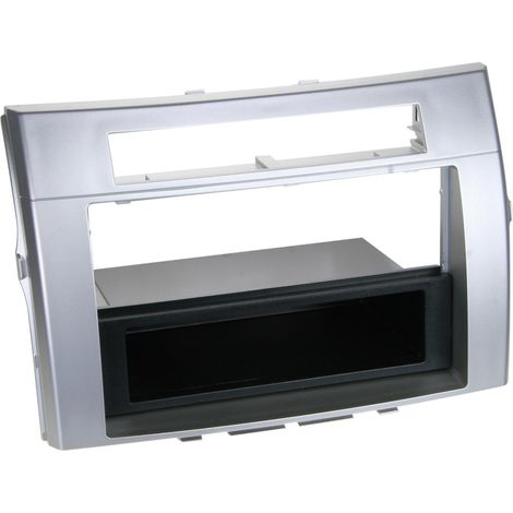 Support Autoradio compatible avec Toyota Corolla verso 04-09 - Argent 1din avec vide-poche