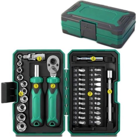 Set of 40 magnetic ratchet screwdrivers with steel alloy bits for phones, laptops, cameras, drones, watches (1/5)