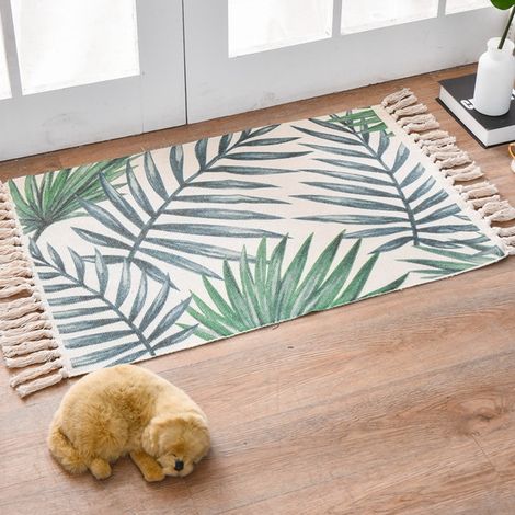 Tapis De Bain - Tapis D Entrée En Coton Tissé Avec Pompons - Style Campagnard - 50 X 80 Cm - 1 Piece (1/5)