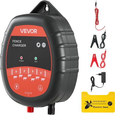 Chargeur de Clôture Électrique, 1 J, Électrificateur de Clôture Électrique, Compatible Alimentations CA CC Solaire, 10 kV, Indicateur LED, Portée 1-3 km, pour Empêcher Intrusion Animaux Sauvages (1/5)