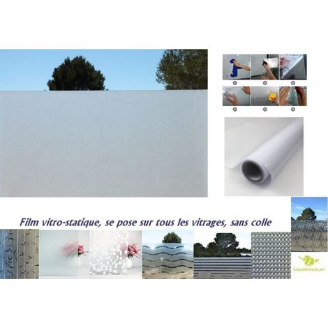 Film vitre et fenêtre sans Colle, électrostatique, repositionnable, Grands Choix de Tailles et de modèles, protection vis à vis - 250 cm - 45 cm - Givré. (1/5)