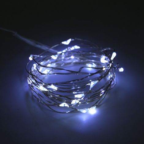 Guirlande lumineuse décorative LED en fil de cuivre USB, blanche, 10 m (1/5)