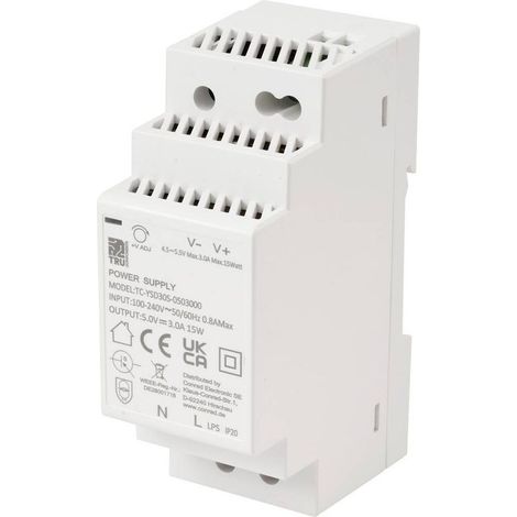 TC-13713368 Alimentation rail DIN Consommation (veille) 0.3 W 5 V/DC 3 A 15 W Nbr. de sorties:1 x Conten (1/4)