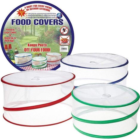 Coverage food reusable foldable 3 pieces net anti-insects in mesh fine, ideal spike-nique, barbecue and kitchen outdoor (1/3)