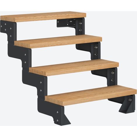 Dolle Modultreppe Gardentop Innen Eiche 4 Stufen 72-88cm Geschosshöhe 75cm Stufenbreite ohne Geländer (1/4)