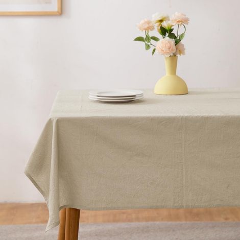 Nappe 140x140 cm, 100% coton, aspect lin, Beige