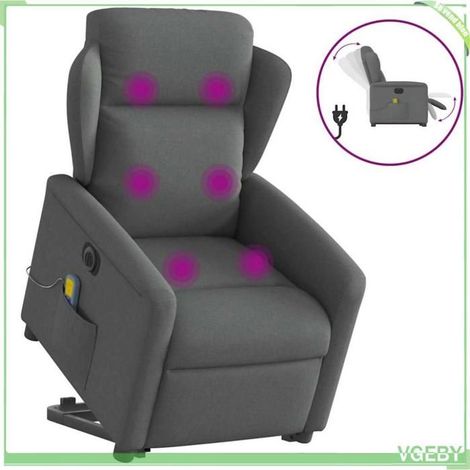 Fauteuil inclinable de massage électrique - Modèle 3303165 - Moteur levage électrique - Massage 6 points - Tissu gris foncé (1/5)