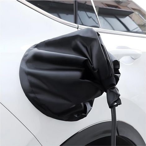 Copertura impermeabile (nera) per caricabatterie da auto, antipolvere e antipioggia per caricabatterie di veicoli elettrici, copertura protettiva con adsorbimento magnetico per spina di ricarica EV (1/5)