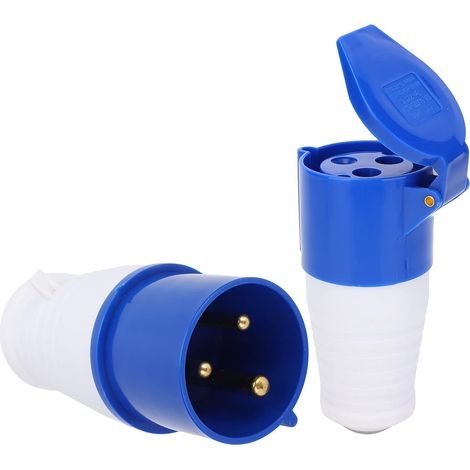 Juego de enchufes adaptadores eléctricos, enchufe de red monofásico de 3 polos, con diseño de bucle especial, IP44 32A 220–250V, enchufe industrial (1/5)