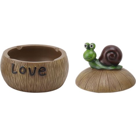 Cendrier mignon en résine, motif animal de dessin animé, peint à la main, avec couvercle, pour la maison, le salon ou le bureau. Escargot (1/5)