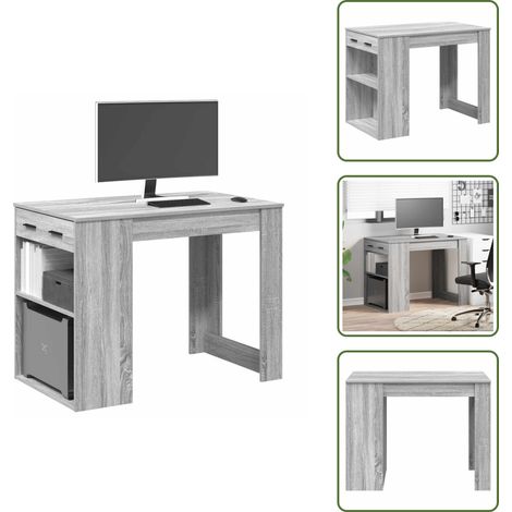 vidaXL Schreibtisch mit Schubladen Ablage Grau Sonoma 102x62x77,5 cm (1/5)