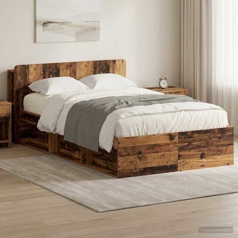 vidaXL Estructura de cama con almacenamiento Madera envejecida (1/5)