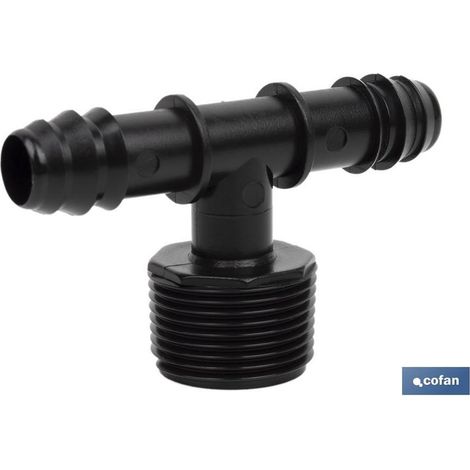 Raccord en T mâle 3/4'' pour irrigation, Ø16 mm, montage facile et matériau durable