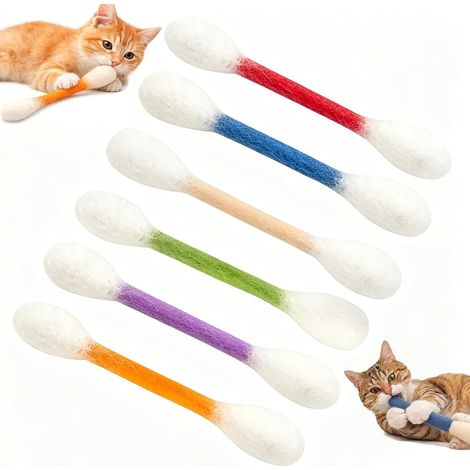 Bâtons d'herbe à chat, Pack de 6 Bâtonnets en coton, Bâtons à mâcher pour chats, Ensemble de jouets pour chats Kicker, Cordes à mâcher durables pour grands chatons, Dentaire (A) (1/5)