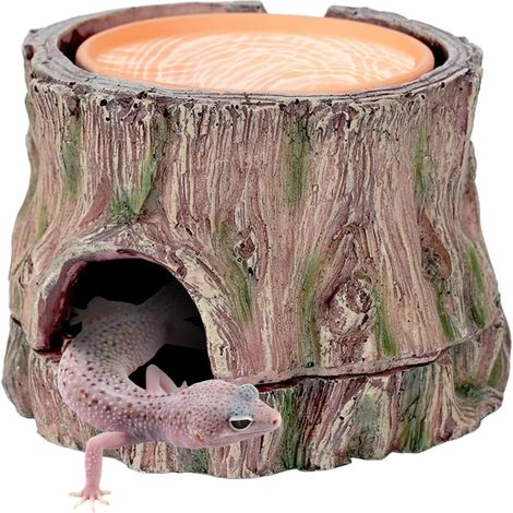 Cachette 3 en 1 pour Reptile: Abri en Résine pour Reptiles, avec Base Amovible Et Bol D'humidité, Cachette pour Reptiles pour Petits Reptile Gecko à Crête, Serpent, Lézard, Crabes (1/5)