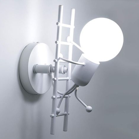 Applique murale humanoïde créative Kawell, lampe d'intérieur moderne de style Art déco pour chambre d'enfant, chambre à coucher, salon, cuisine, escalier, couloir, restaurant, café, bar, blanc (1/5)