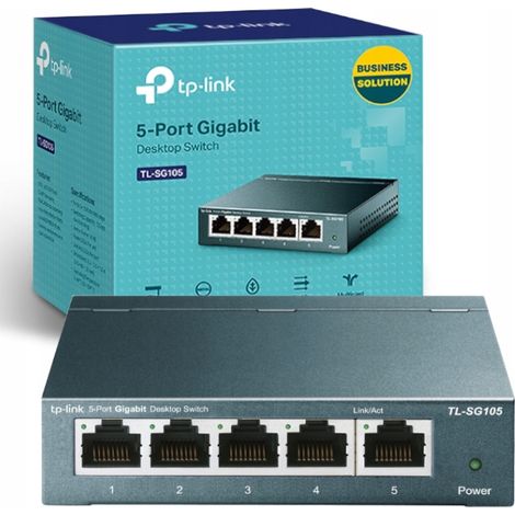 TP-LINK Gigabit Netzwerk Switch TL-SG105, 5-Port, bis 1000 Mbit/S, Metall