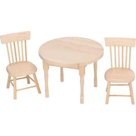 Ensemble de Salle à Manger Miniature 1:12 Style Rétro, Table Ronde et Chaises pour Maison de Poupée (1/5)