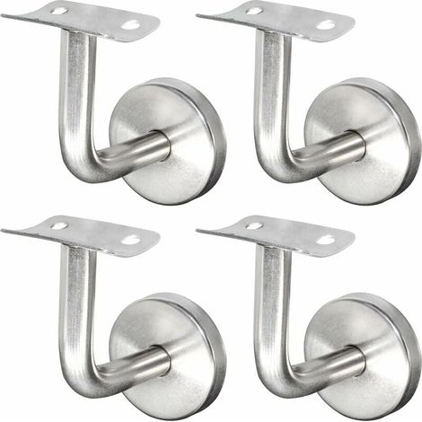 4 Supports Main Courante Inox Escalier, Rampe bois argent (1/4)