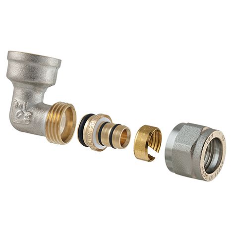 Raccordo curvo femmina a stringere per multistrato 2pz assemblato 1 x 1-26TDMB