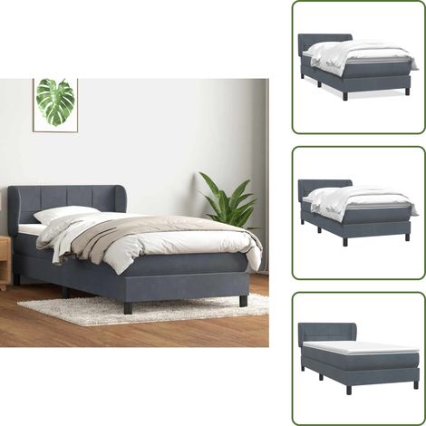 Cama de muelles ensacados - vidaXL Cama box spring con colchón terciopelo gris oscuro 80x210 cm - Cama de muelles con orejas