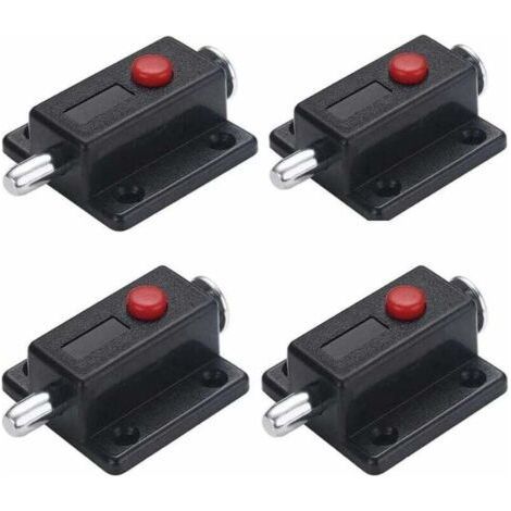 Lot de 4 verrous de porte automatique à ressort avec bouton à ressort Noir,GU.B/bon (1/5)