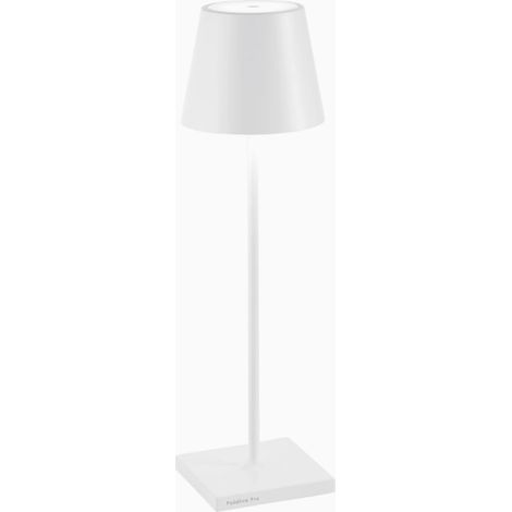 Zafferano Lampada a led da tavolo Poldina Pro Bianca ricaricabile e dimmerabile con batteria fino a 12 ore. Da uso esterno IP65