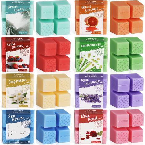 Fondants de Cire Parfumés, Cubes de Cire Aromatique pour Brûleur de Chauffe-Bougie, Wax Melts de Soja Végétaliens Faits à la Main pour la Maison et le Bureau, Coffret Cadeau de Parfum, 8 Parfums (1/5)