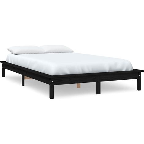 Maison Exclusive - Massivholzbett Schwarz 120x200 cm Kiefer (1/5)