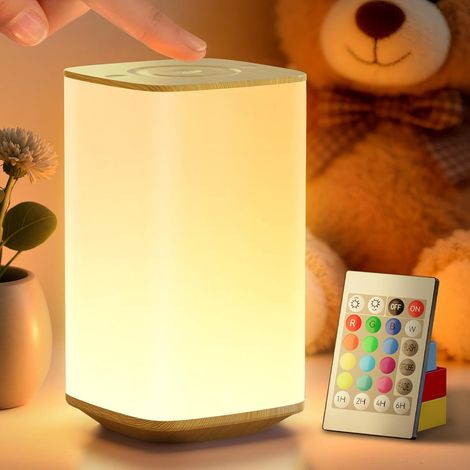 Lampe de Chevet Tactile, Veilleuse Bébé LED Rechargeable USB 4000mAh 4 modes • 5 niveaux de luminosité • fonction minuterie • pour enfant, nouveau-né, allaitement, ambiance • télécommande (1/5)