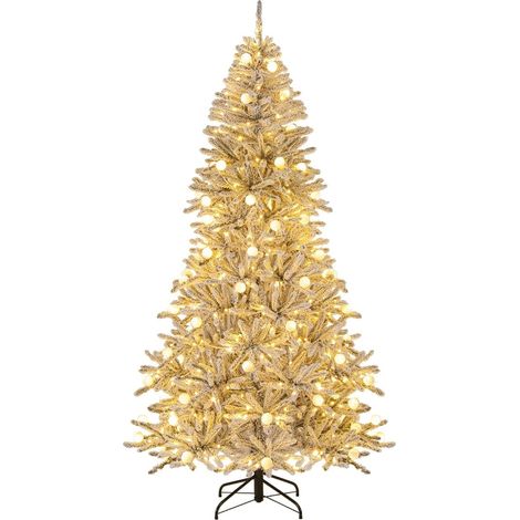 Albero di Natale artificiale da 210 cm, ricoperto di neve, 350 LED