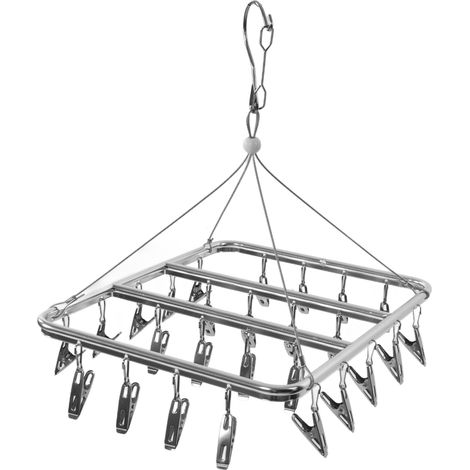 Socken-Trockenständer aus Aluminium mit mehreren Clips, rechteckiger Wäscheständer aus Metall mit 26 Clips, vielseitiger Unterwäschehalter (1/5)