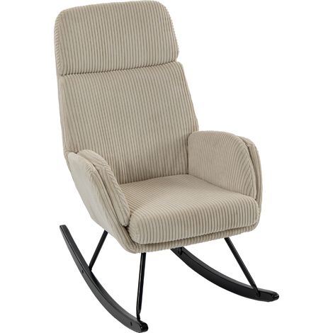 HOMCOM Sedia a Dondolo con Seduta Ampia in Velluto a Coste, Beige (1/5)
