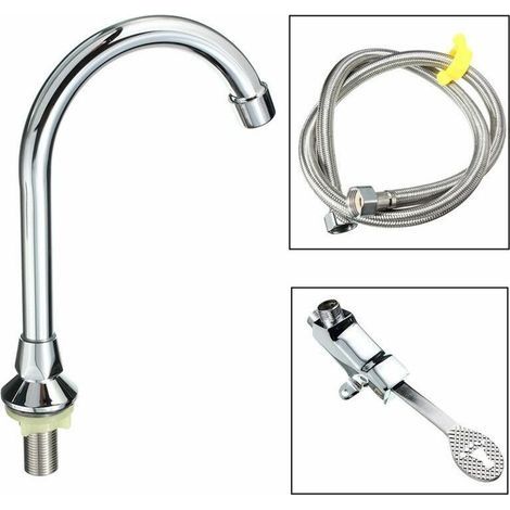 Robinet Mitigeur pour cuisine maison avec tuyau flexible 1M et la plaque de pied (1/3)