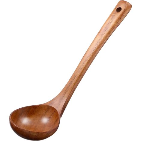1 Cuillère en bois, Manche 28 cm, Bois naturel, Pour soupe et bouillie, Cuisine quotidienne