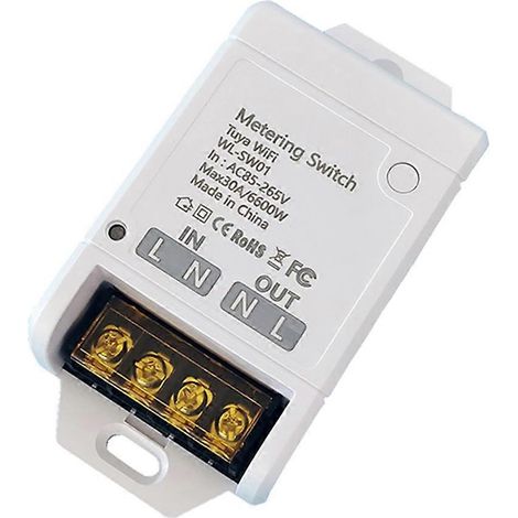 Module relais WiFi Tuya 30A 85-265V avec interrupteur intelligent et moniteur de puissance, contrôleur domotique compatible avec Alexa et Google Home. (1/5)